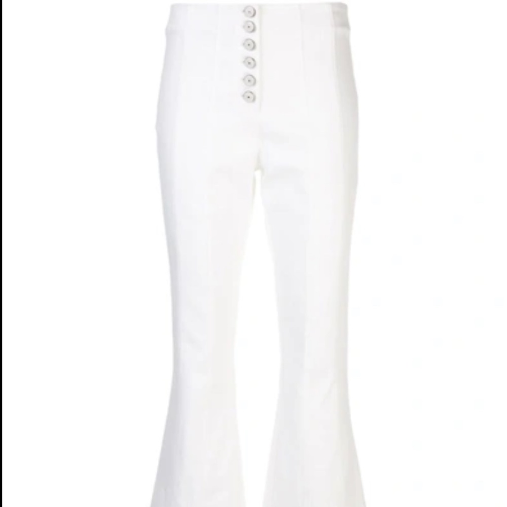 Cinq à Sept | Carolina | Button Front High-Rise Flare Jeans | White | Size 2